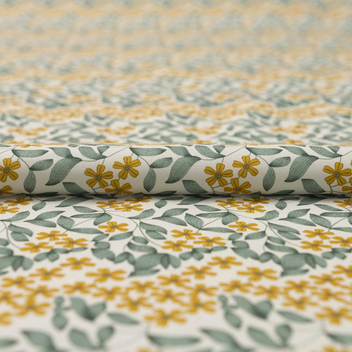 Cotton Poplin - "Spring Bloom in White"