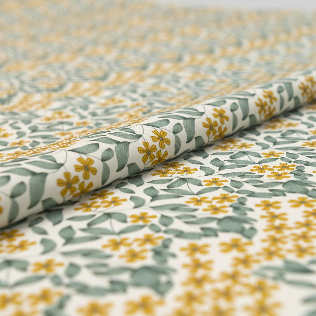Cotton Poplin - "Spring Bloom in White"