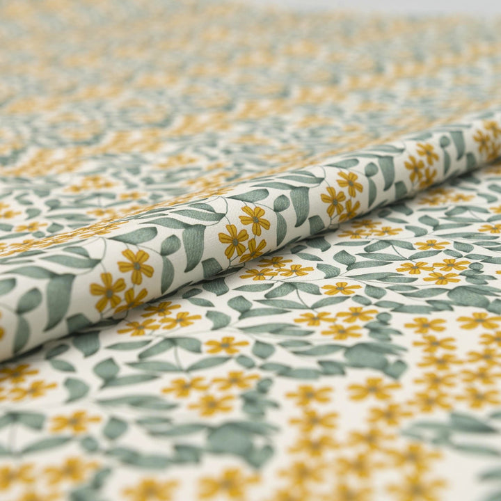 Cotton Poplin - "Spring Bloom in White"