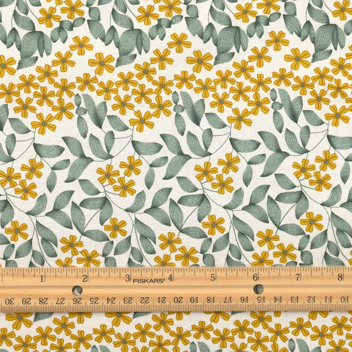 Cotton Poplin - "Spring Bloom in White"