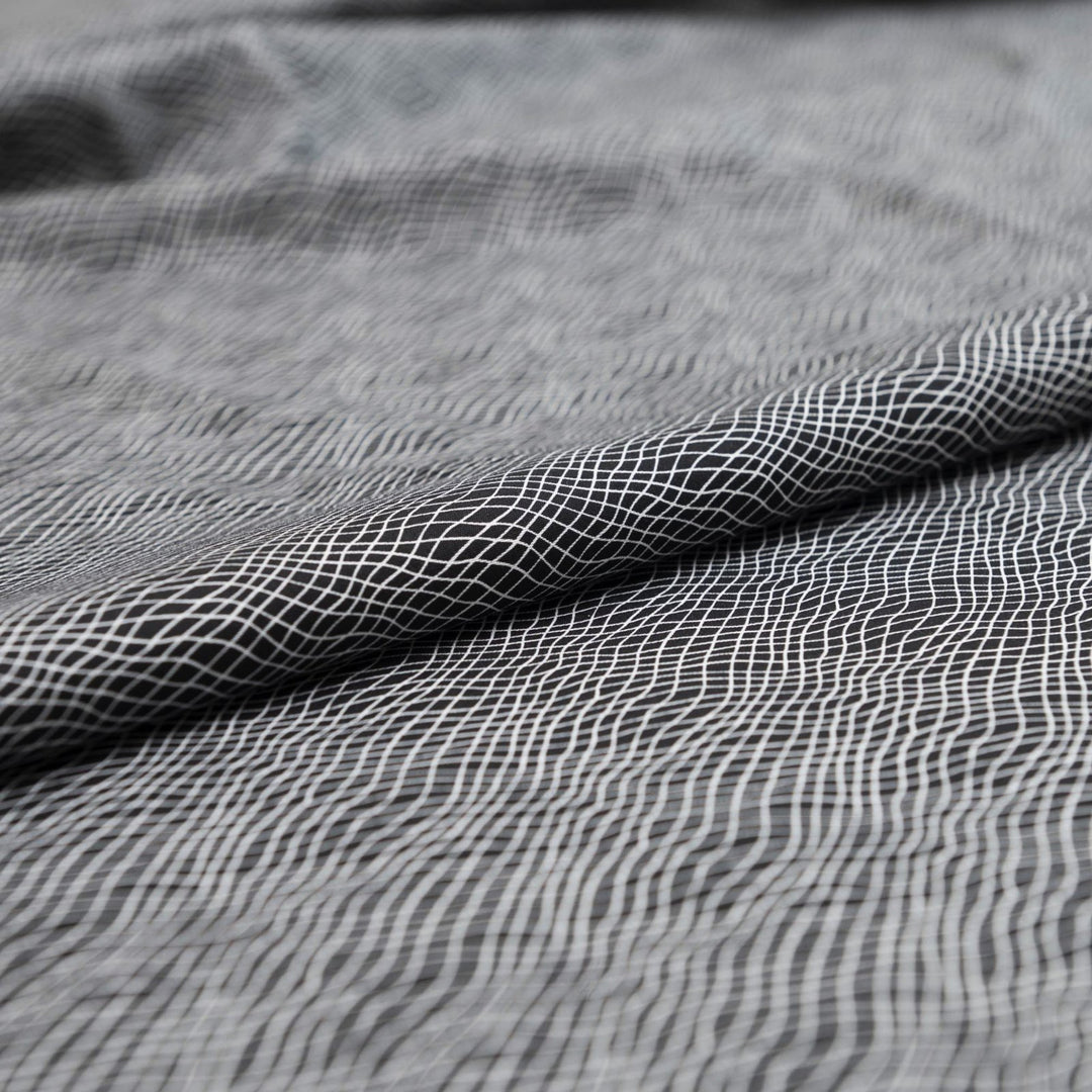 Cotton Poplin, French - Stretch - " Black and White Cross-up"