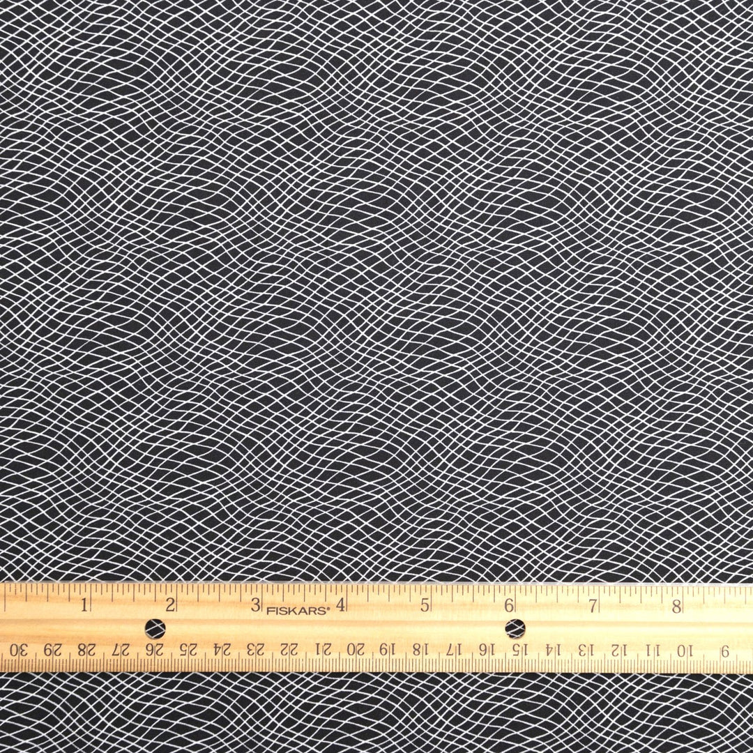 Cotton Poplin, French - Stretch - " Black and White Cross-up"
