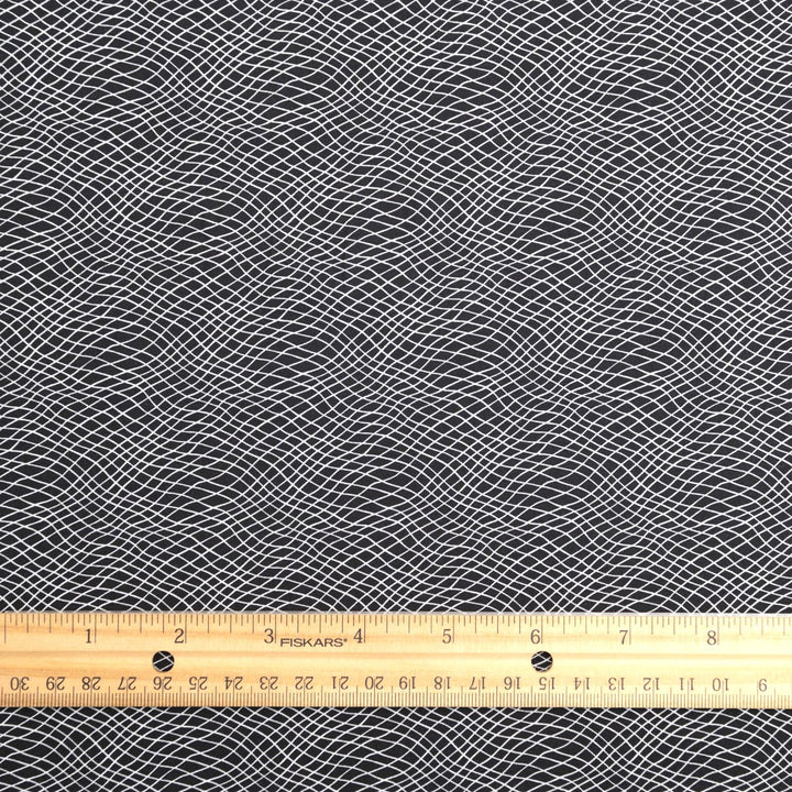 Cotton Poplin, French - Stretch - " Black and White Cross-up"