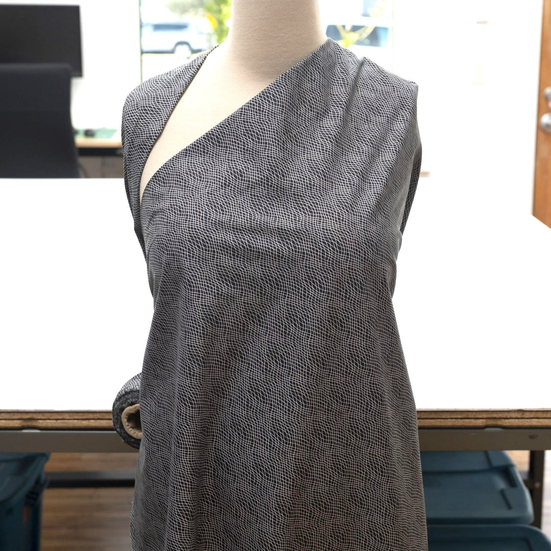 Cotton Poplin, French - Stretch - " Black and White Cross-up"