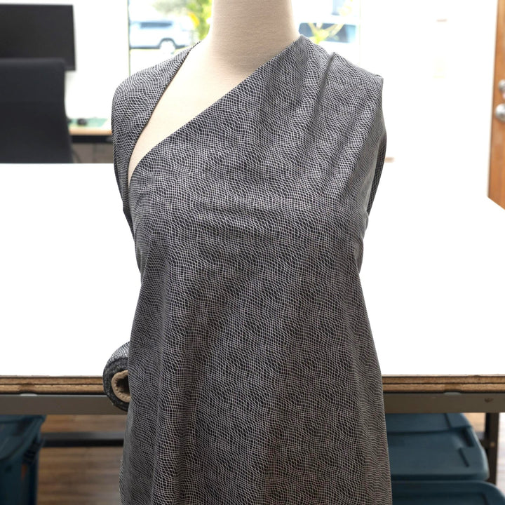 Cotton Poplin, French - Stretch - " Black and White Cross-up"