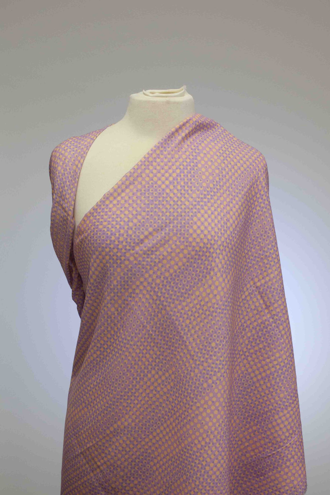 Cotton Crepe Purple Atomic Madness – 100% cotton, 53 inches wide, lightweight fabric for sewing sundresses, shirts, and summer garments