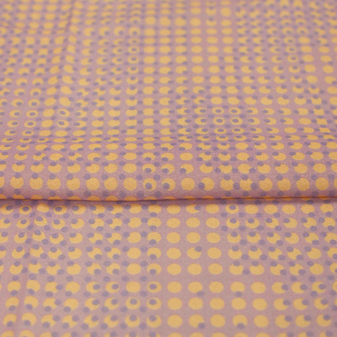 Cotton Crepe Purple Atomic Madness – 100% cotton, 53 inches wide, lightweight fabric for sewing sundresses, shirts, and summer garments