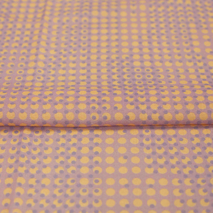 Cotton Crepe Purple Atomic Madness – 100% cotton, 53 inches wide, lightweight fabric for sewing sundresses, shirts, and summer garments