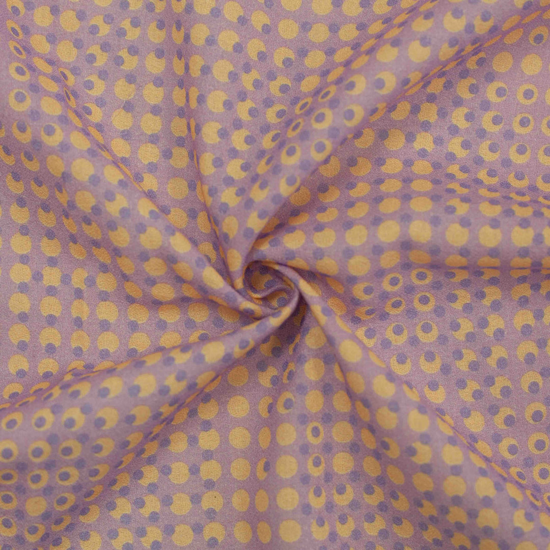 Cotton Crepe Purple Atomic Madness – 100% cotton, 53 inches wide, lightweight fabric for sewing sundresses, shirts, and summer garments
