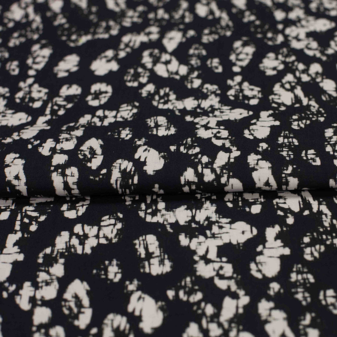 Cotton Woven Midnight Blue and White Abstract Batik 100% cotton fabric for summer sewing project