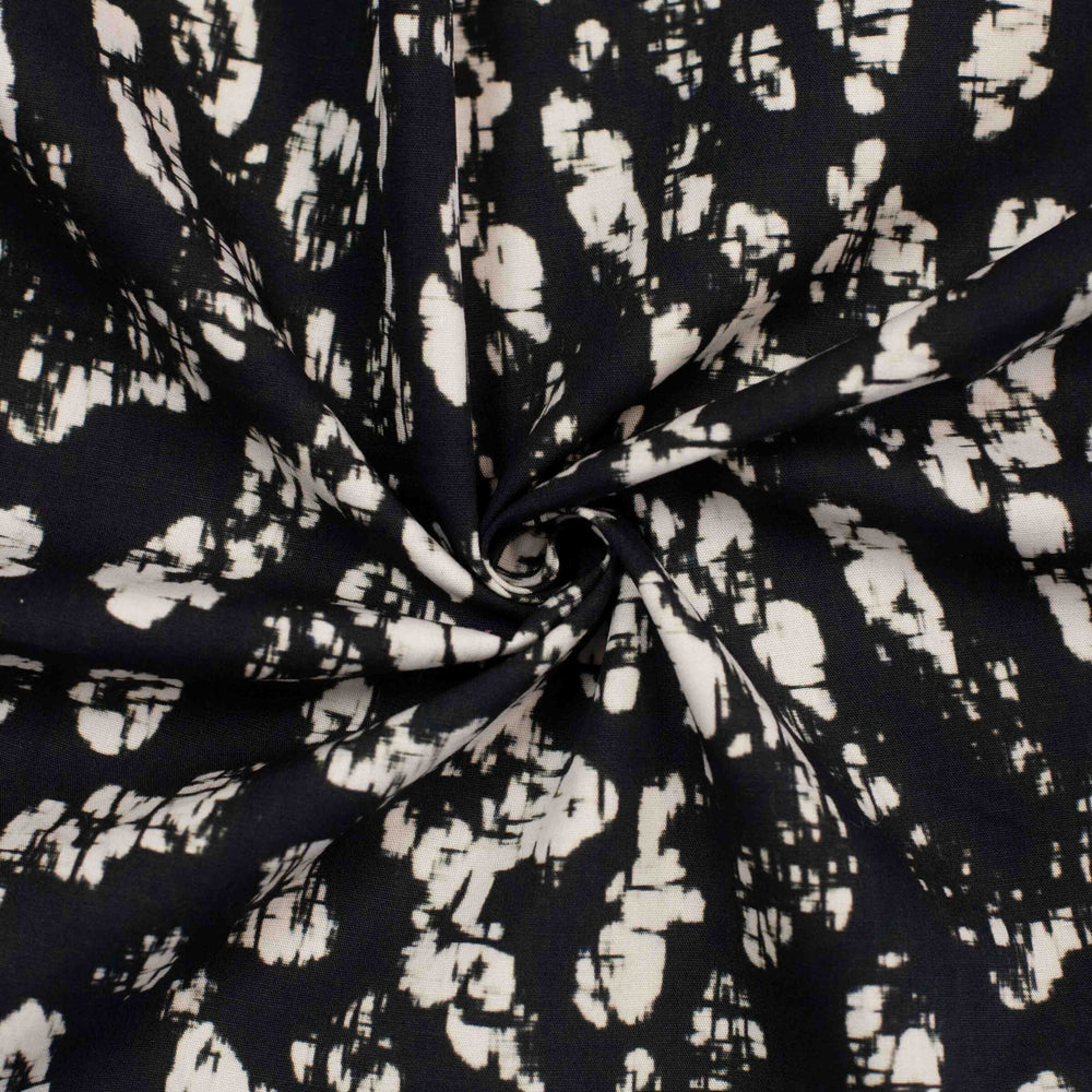 Cotton Woven Midnight Blue and White Abstract Batik 100% cotton fabric for summer sewing project