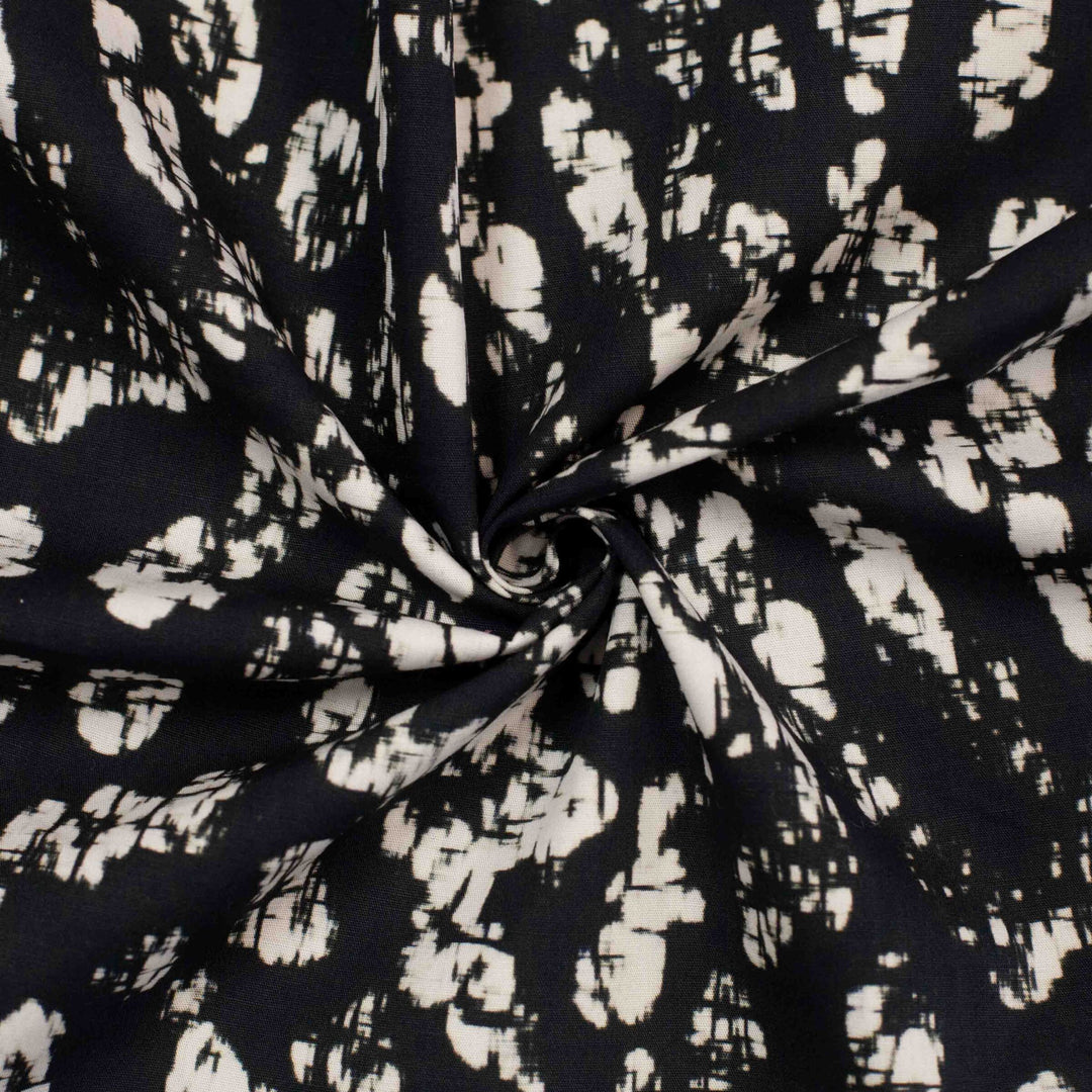 Cotton Woven Midnight Blue and White Abstract Batik 100% cotton fabric for summer sewing project