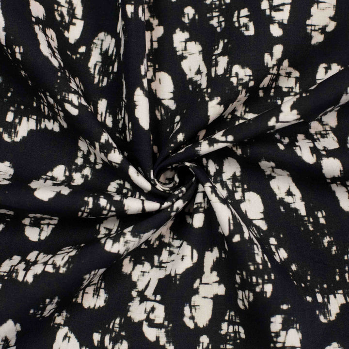 Cotton Woven Midnight Blue and White Abstract Batik 100% cotton fabric for summer sewing project