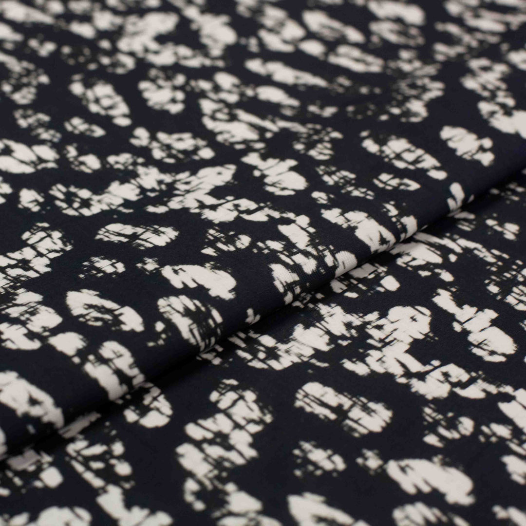 Cotton Woven Midnight Blue and White Abstract Batik 100% cotton fabric for summer sewing project