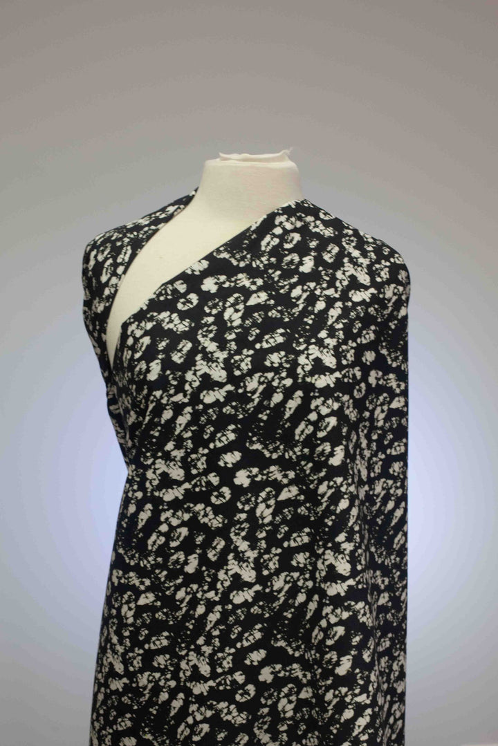 Cotton Woven Midnight Blue and White Abstract Batik 100% cotton fabric for summer sewing project