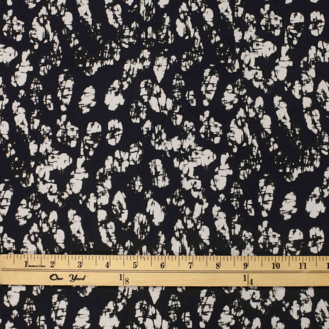 Cotton Woven Midnight Blue and White Abstract Batik 100% cotton fabric for summer sewing project