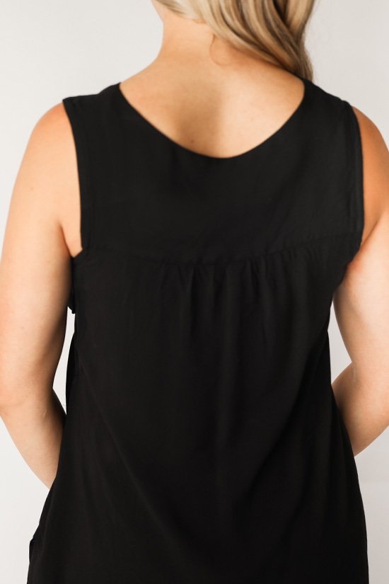 Chalk & Notch Farrah Blouse & Dress sewing pattern with ruffle details and high-low hemline