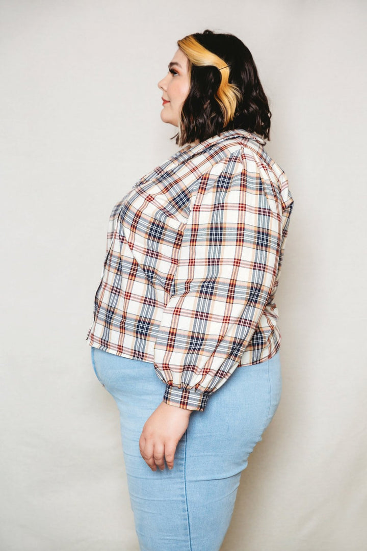 Friday Pattern Co. - The Patina Blouse sewing pattern for collared v-neck button-up top with sleeve and neckline variations in sizes XS–7X