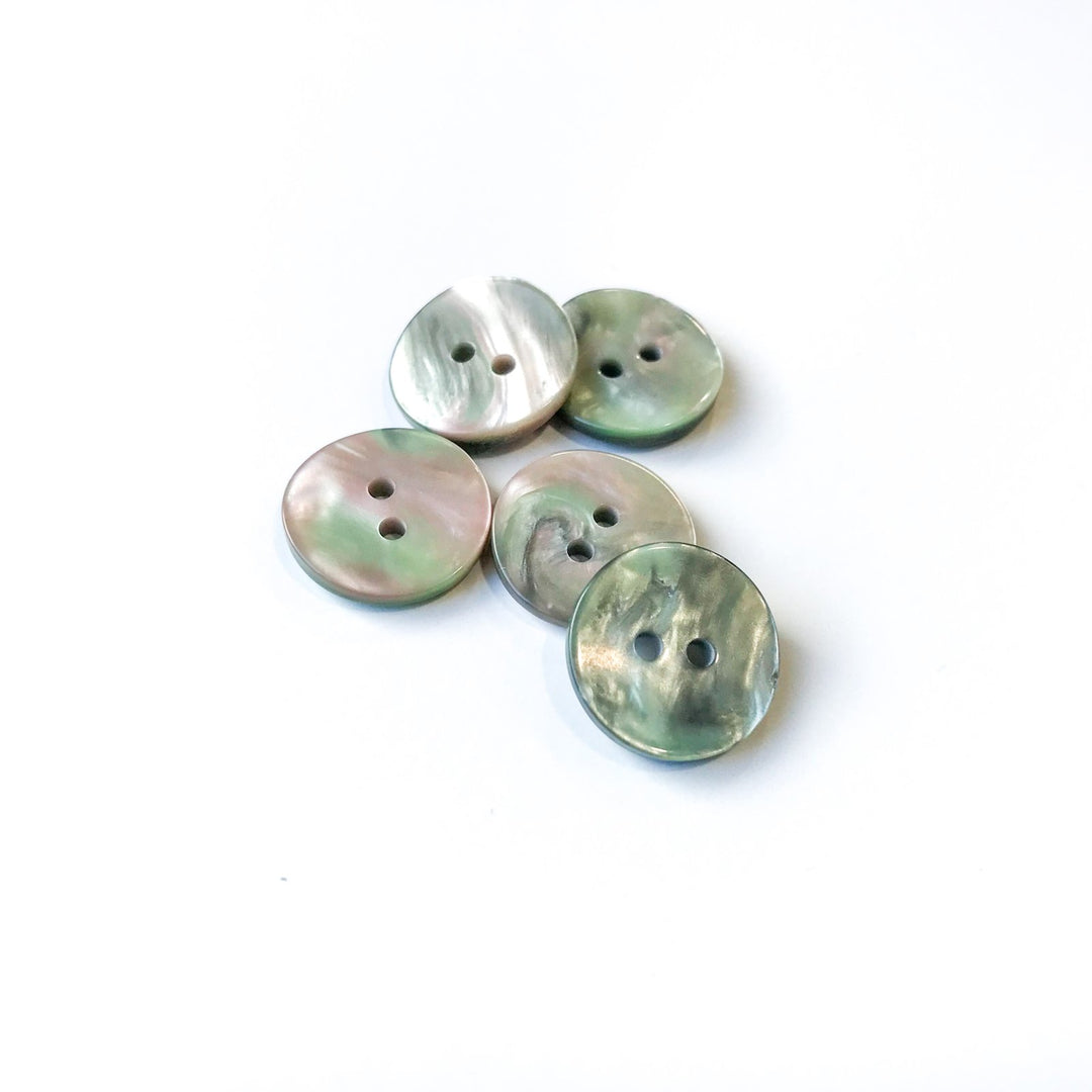 Abalone Shell Look Gray Buttons - 15mm & 23mm German-Made Polyester Buttons with Iridescent Finish