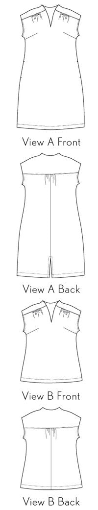 Liesl + Co Fira Dress and Top sewing pattern with V-neckline and yoke details