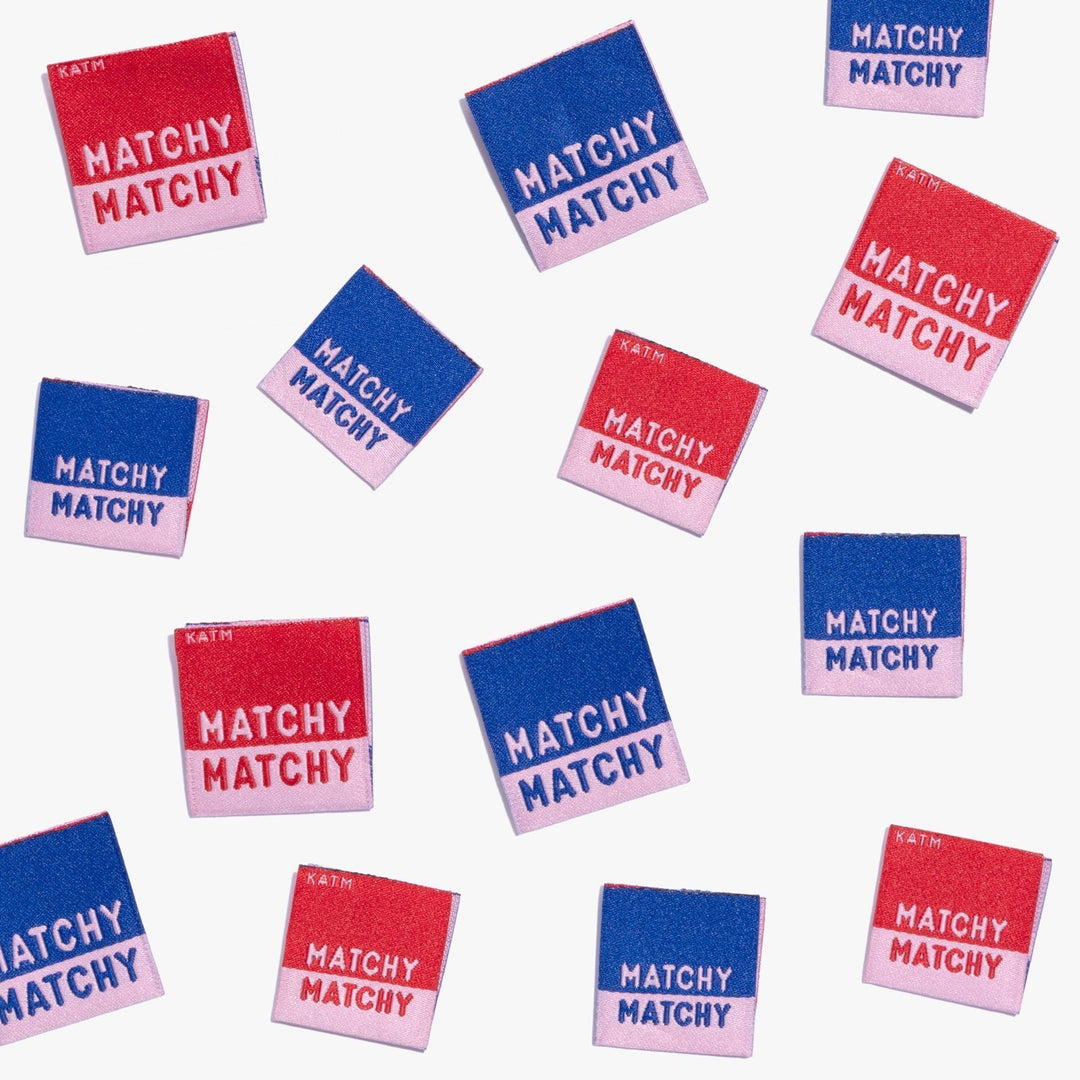 Kylie and the Machine Matchy Matchy Woven Sewing Labels - Double-Sided Custom Clothing Tags for DIY Sewing Projects