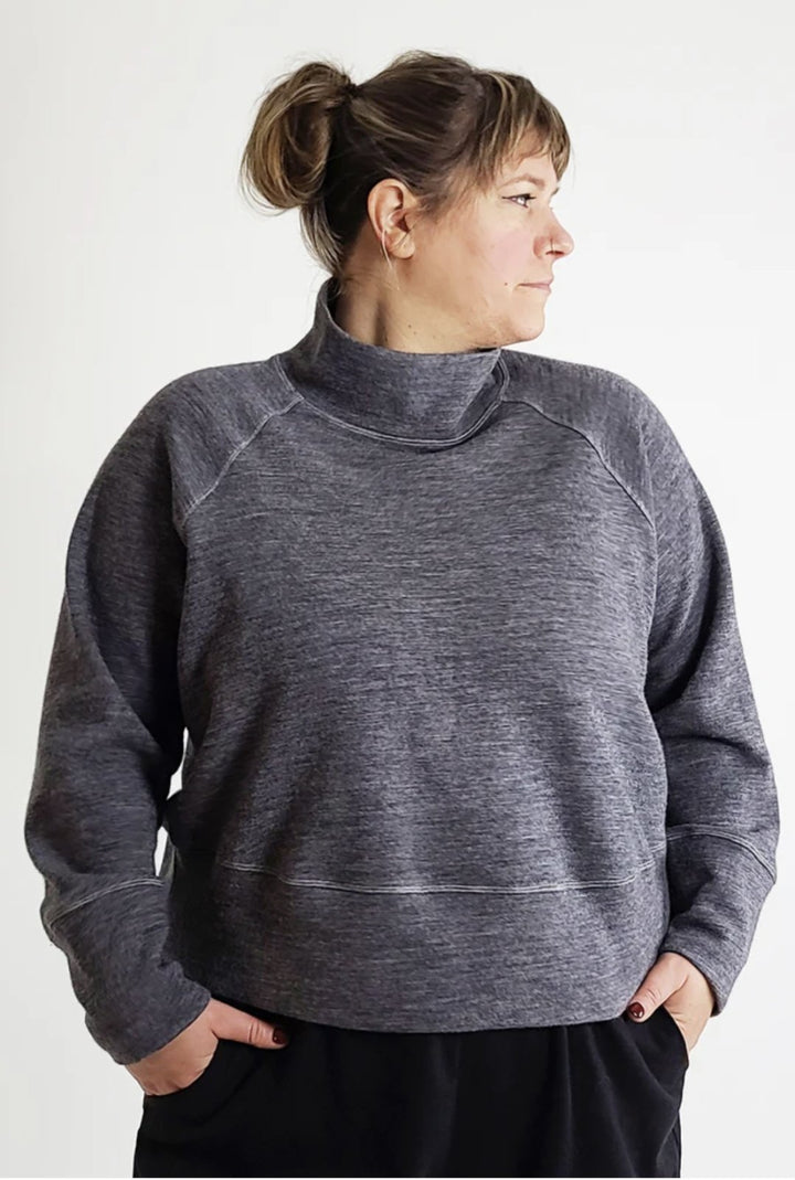 Sew House Seven Toaster Sweaters pattern for curvy sizes, featuring high neck and hi-low hem sweater designs.