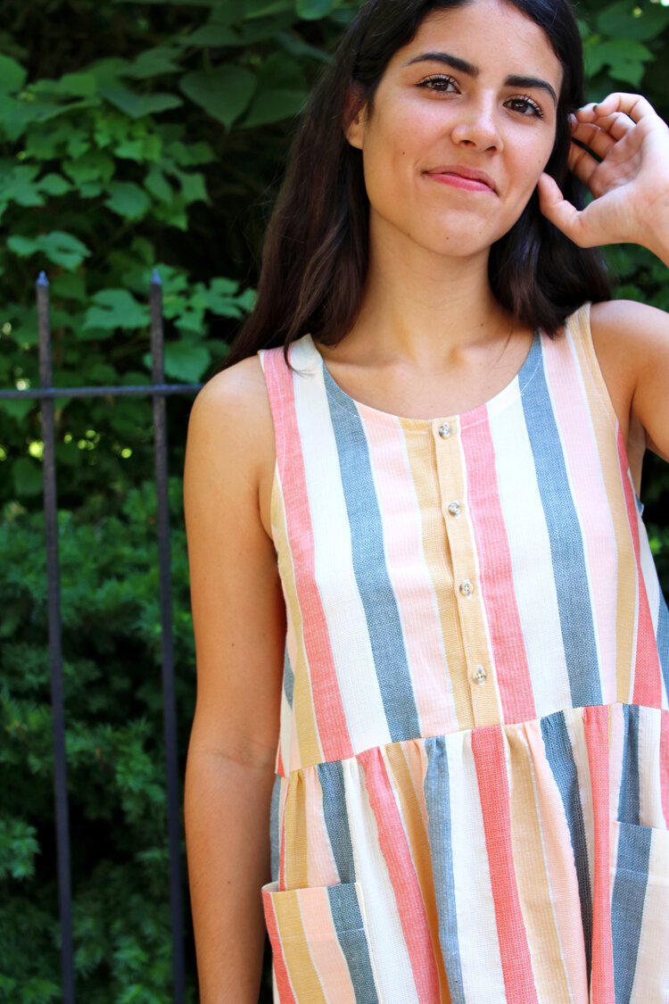 Christine Haynes Verano Tank sewing pattern with multiple views and optional pockets in sizes XS–4X