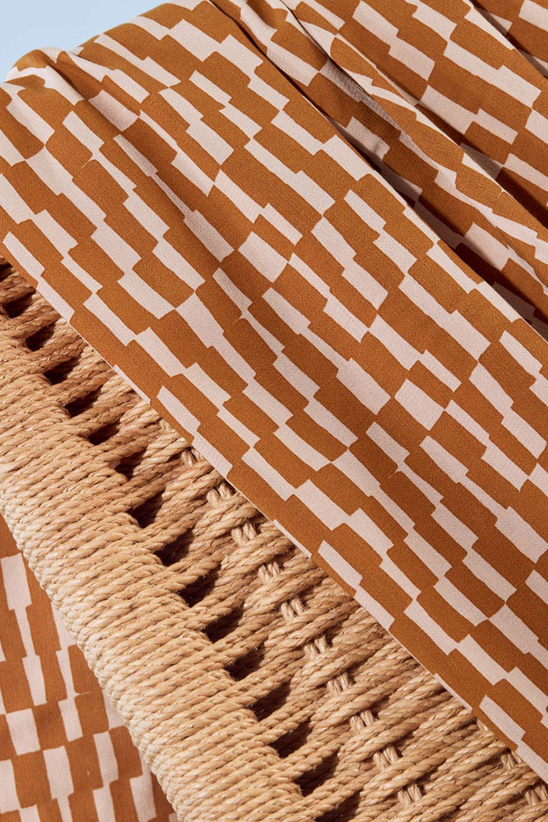 Viscose Challis Domino Ochre with White fabric – lightweight viscose material for dresses, skirts, and blouses