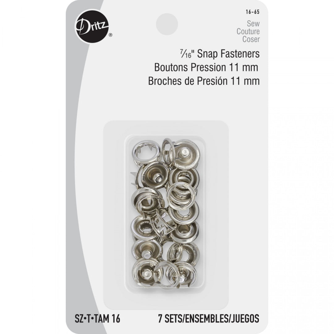 Dritz Snap Fasteners Size 16 nickel snaps for children's wear, blouses, and shirts