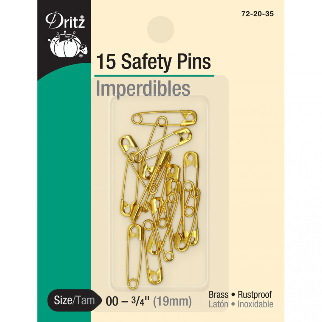 Gold Dritz Safety Pins Size 0 pack – gilt-plated brass