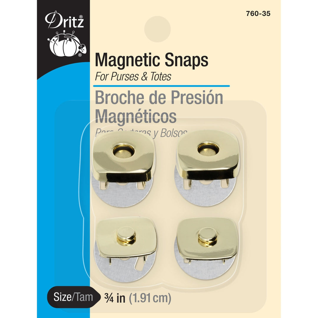 Dritz Square Magnetic Snaps 3/4 inch gold snaps for bags, garments, and sewing projects
