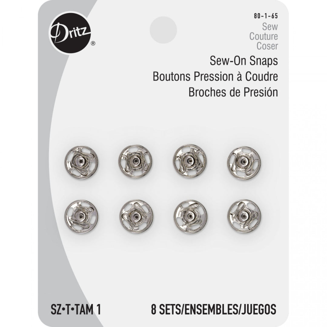 Dritz Sew-On Snaps Silver Size 1 – 8 Count Nickel-Plated Sewing Fasteners