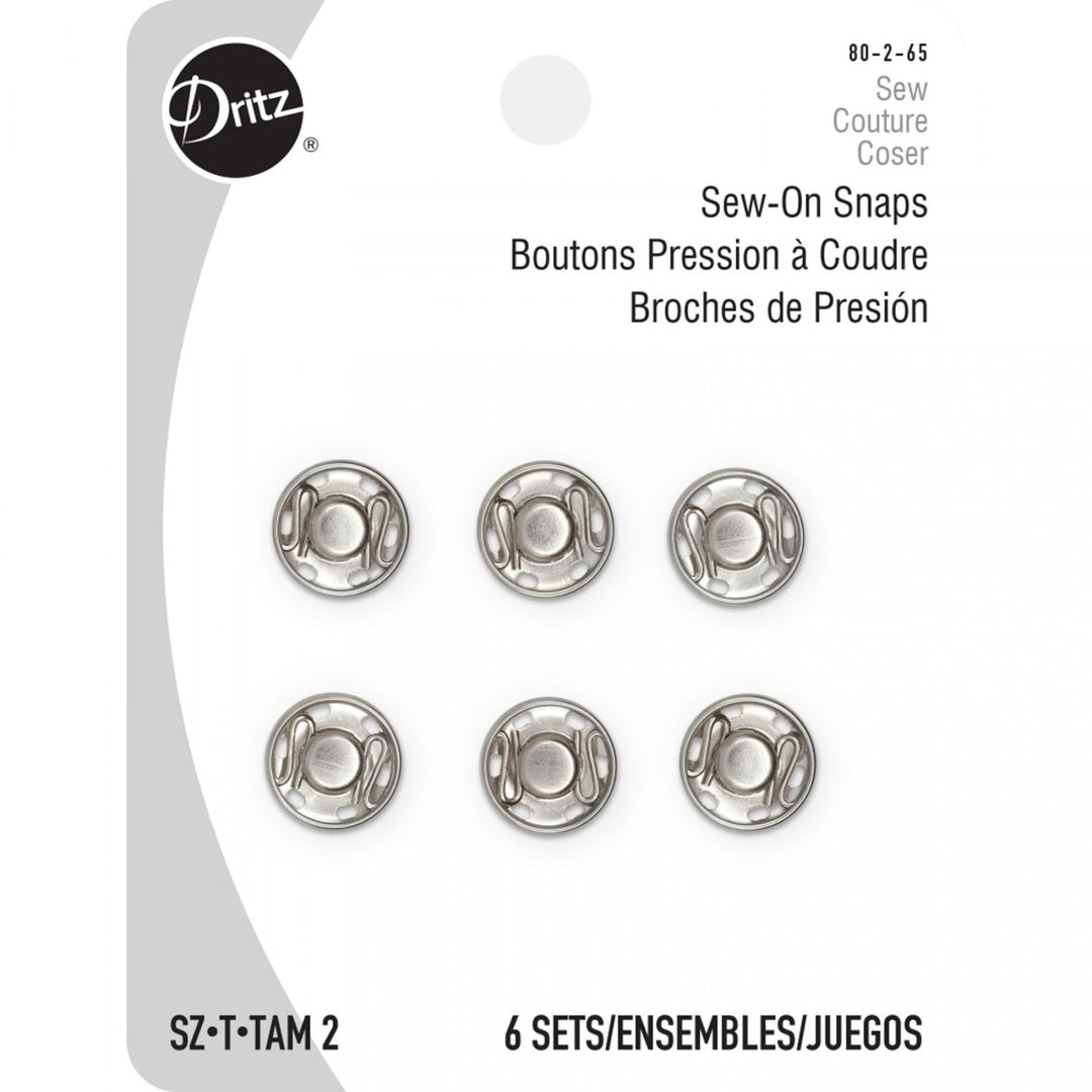 Dritz Sew-On Snaps Silver Size 2 – 6 Count Nickel-Plated Sewing Fasteners