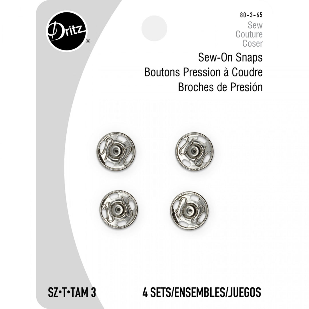 Dritz Sew-On Snaps Silver Size 3 – 4 Count Nickel-Plated Sewing Fasteners