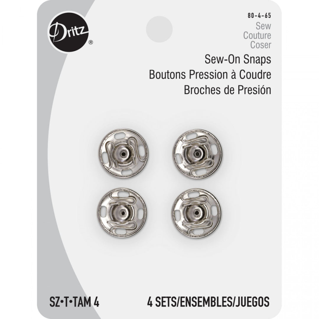 Dritz Sew-On Snaps Silver Size 4 – 4 Count Nickel-Plated Sewing Fasteners