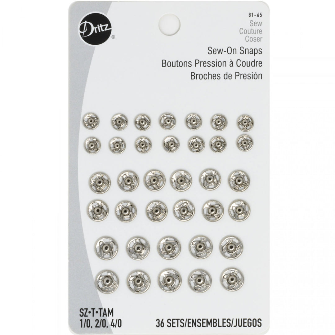 Dritz Sew-On Snaps Silver Assorted Sizes – 36 Count Nickel-Plated Sewing Fasteners
