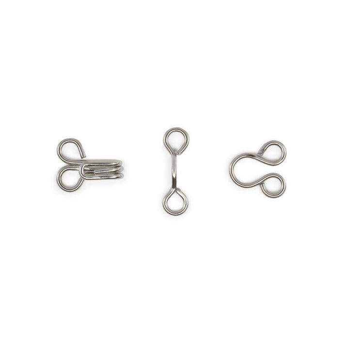 Dritz Size 1 silver nickel hooks and eyes set with straight and round eyes