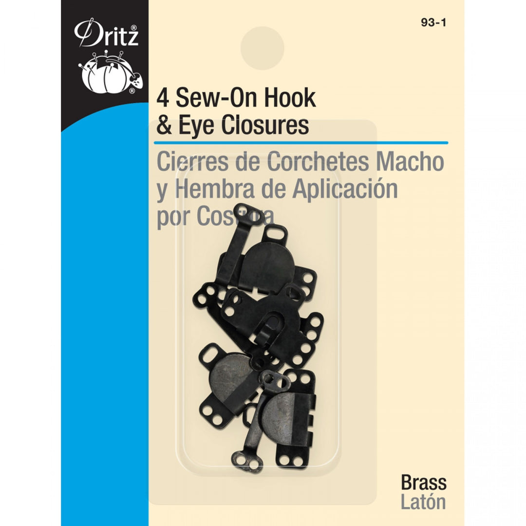 Dritz Skirt Hooks Black sew-on wide hook and eye closures for waistbands
