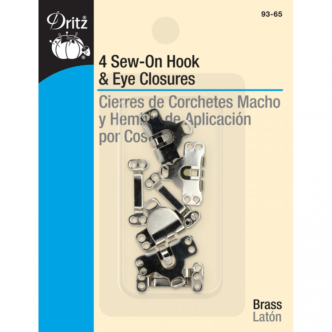 Dritz Skirt Hooks Silver sew-on wide hook and eye closures for waistbands