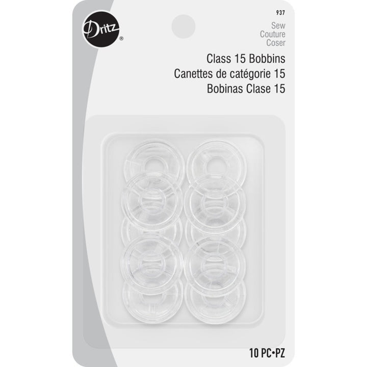 Dritz Class 15 plastic sewing machine bobbins 10 pack