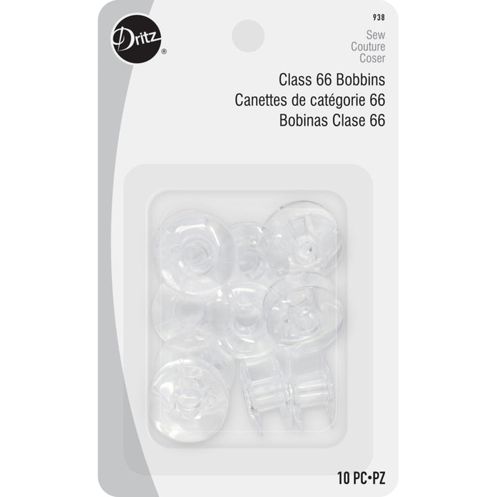 Dritz Class 66 plastic bobbins 10-pack for drop-in sewing machines