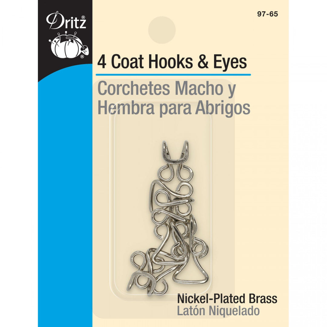 Silver size 7 coat hooks and eyes by Dritz, nickel-plated brass closures for coats and heavy garments