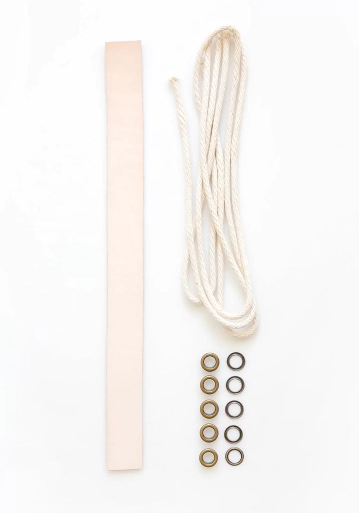 Grainline Studio Field Bag Notions Kit with grommets, cotton cord, and leather handle for DIY sewing
