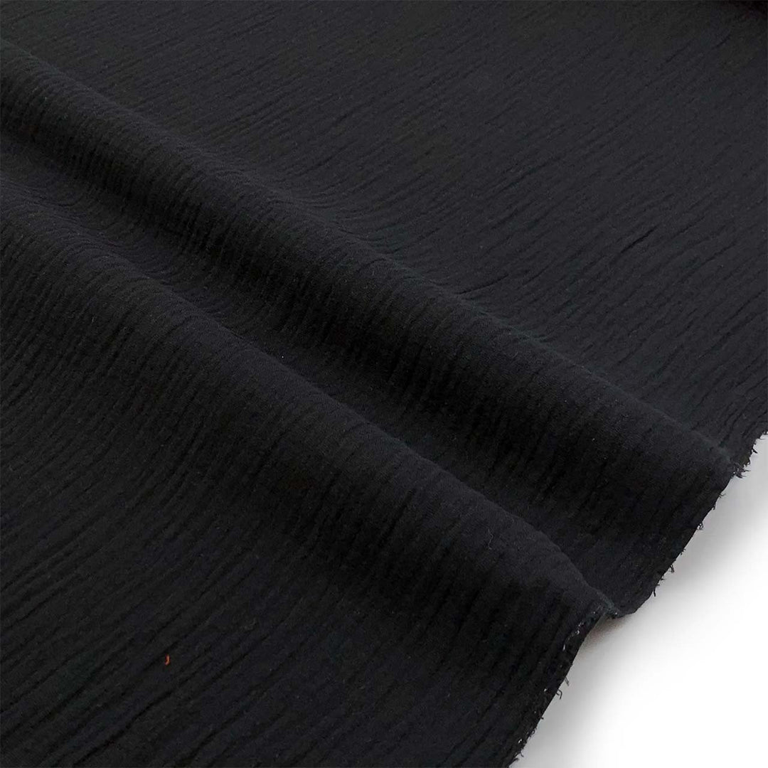 Cotton Gauze Black Heavy Gauze – 100% cotton, 48 inches wide, soft breathable fabric for sewing tops, dresses, skirts, and layering garments