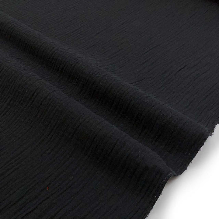 Cotton Gauze Black Heavy Gauze – 100% cotton, 48 inches wide, soft breathable fabric for sewing tops, dresses, skirts, and layering garments
