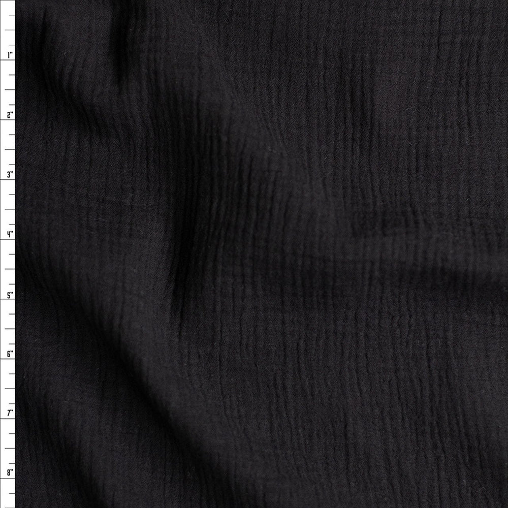 Cotton Gauze Black Heavy Gauze – 100% cotton, 48 inches wide, soft breathable fabric for sewing tops, dresses, skirts, and layering garments
