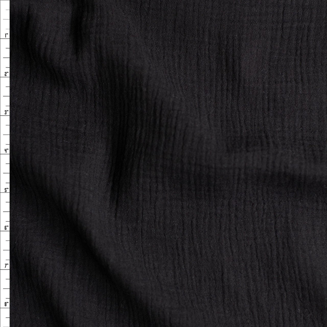 Cotton Gauze Black Heavy Gauze – 100% cotton, 48 inches wide, soft breathable fabric for sewing tops, dresses, skirts, and layering garments
