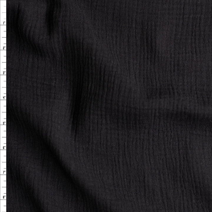 Cotton Gauze Black Heavy Gauze – 100% cotton, 48 inches wide, soft breathable fabric for sewing tops, dresses, skirts, and layering garments