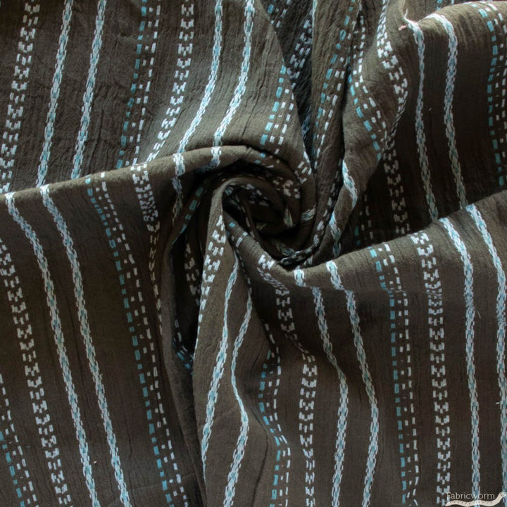 Hand-embroidered cotton gauze textile – breathable black fabric for summer garments