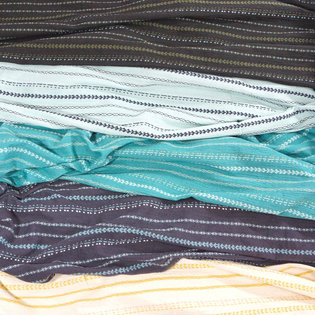 Hand-embroidered cotton gauze textile – breathable black fabric for summer garments